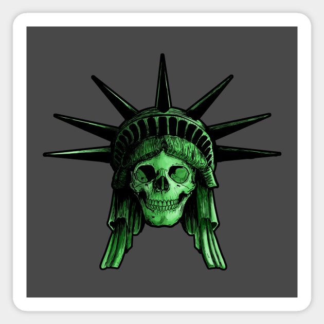 Statue of Liberty Skull Sticker by Harley Warren